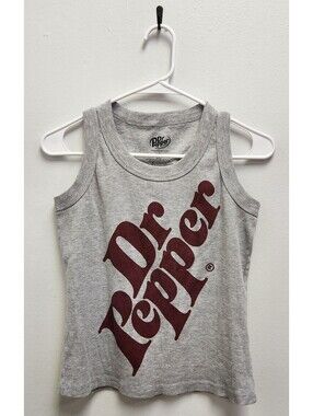 Dr Pepper Graphic Tank Top Women's Large Gray Ribbed Knit Soda Logo Shirt